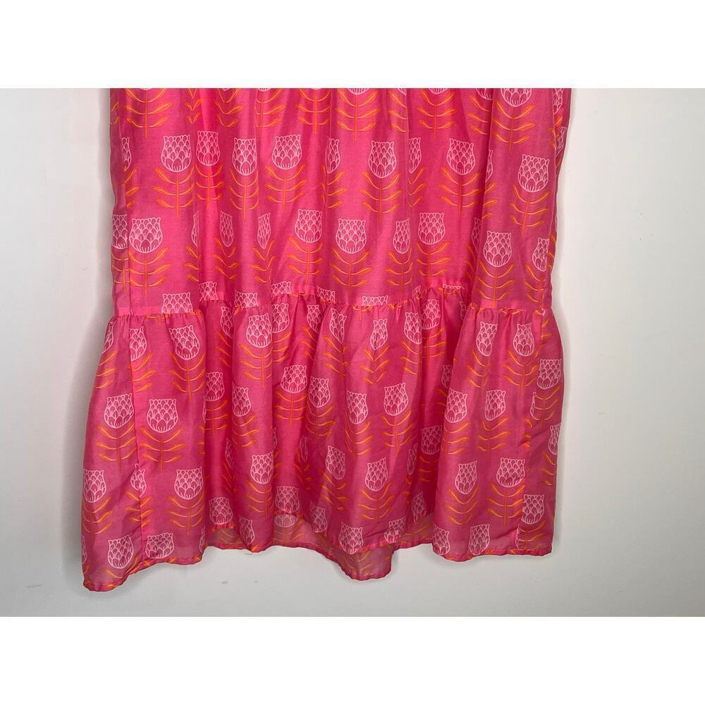 J. Marie The Maeve Short Sleeve Tie Neck Tiered Mini Sundress Pink Womens Size M - Picture 10 of 11